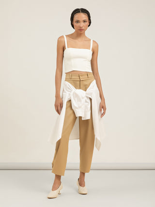 CALÇA CAMISA FLOEMA - BEGE E OFF WHITE