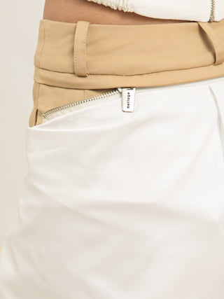 CALÇA CAMISA FLOEMA - BEGE E OFF WHITE